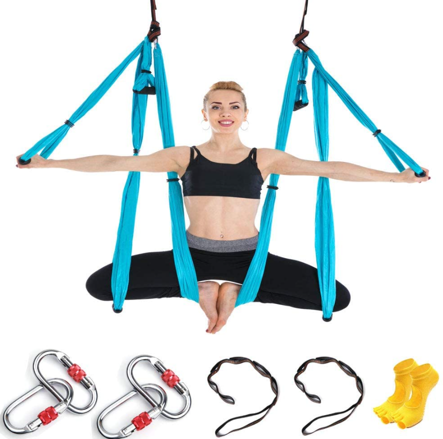 INTEY Aerial Yoga Flying Yoga Swing Yoga Hammock Trapeze Sling Inversion Tool for Gym Home Fitness with Ceiling Anchors 