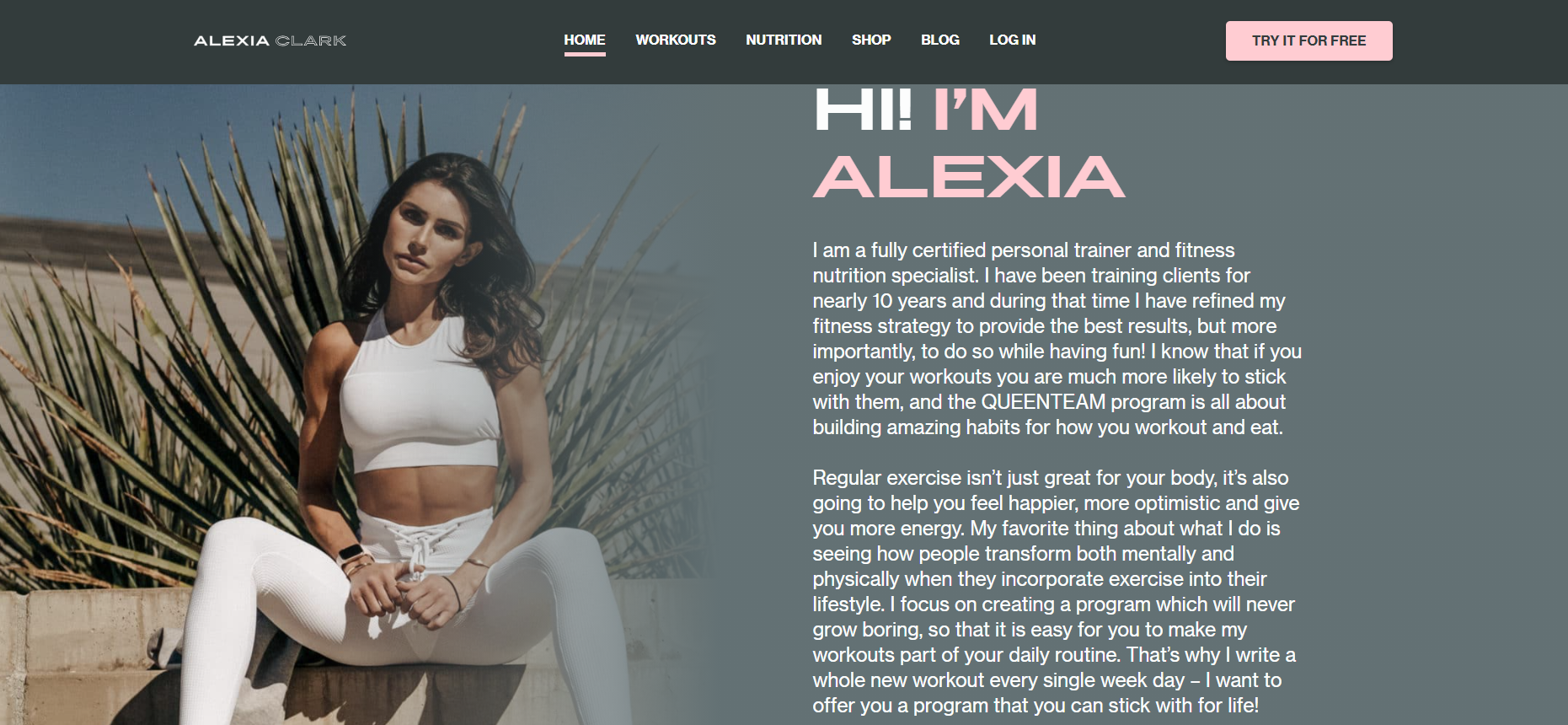 Alexia Clark Personal Trainer Profile Example 