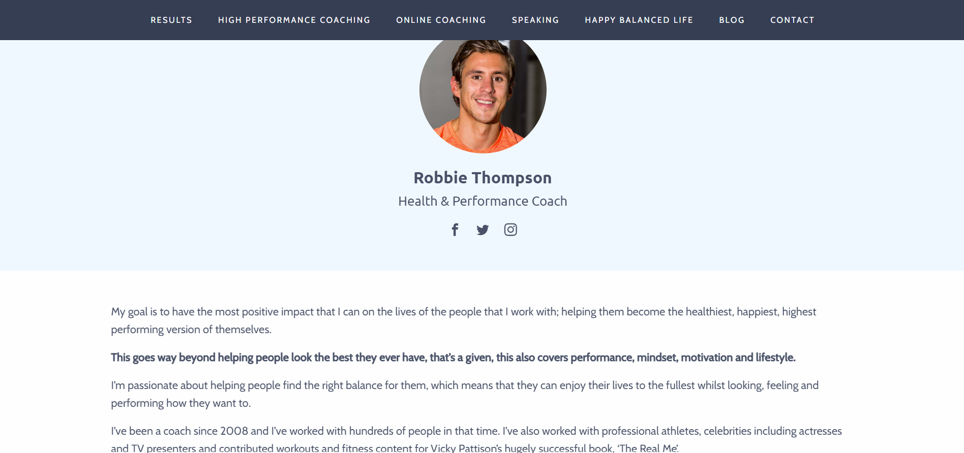 Robbie Thompson Personal Fitness Trainer Bio