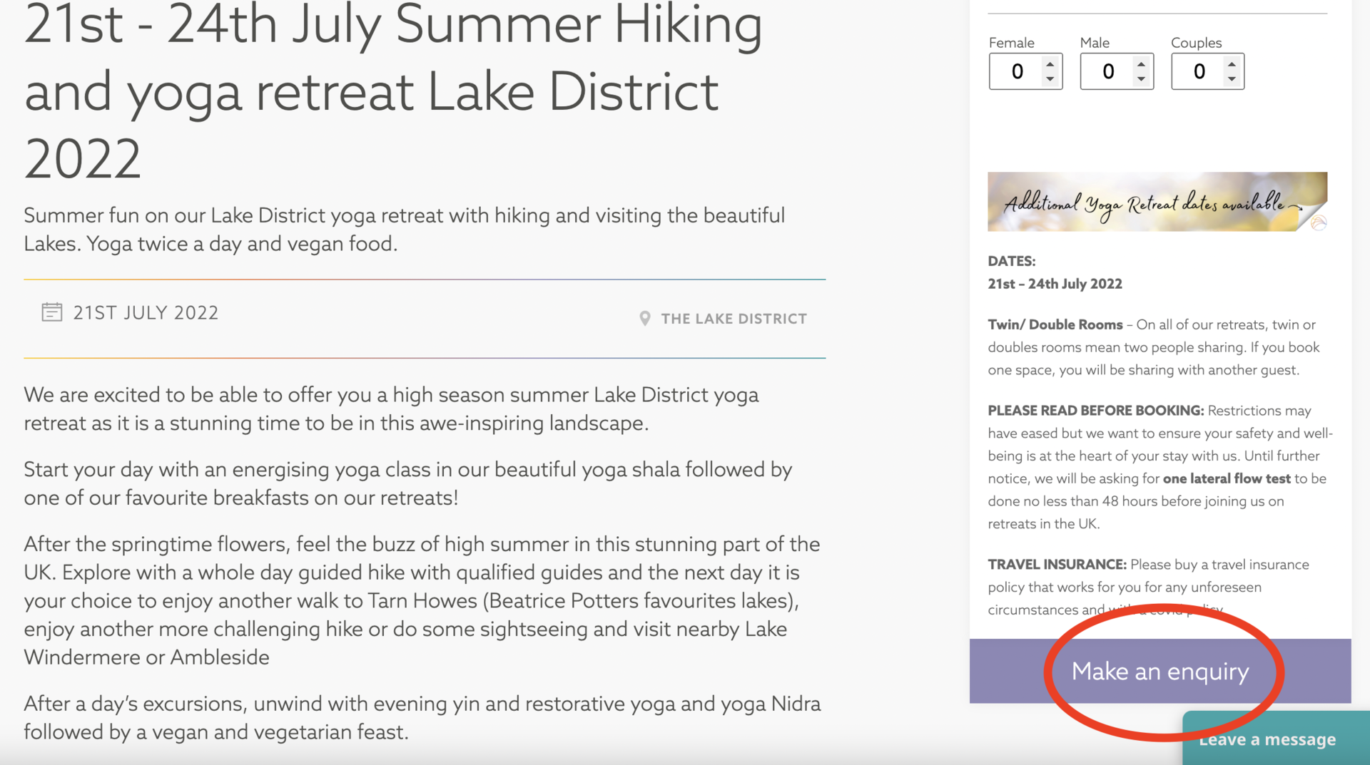 landing page how to plan a yoga retreat image