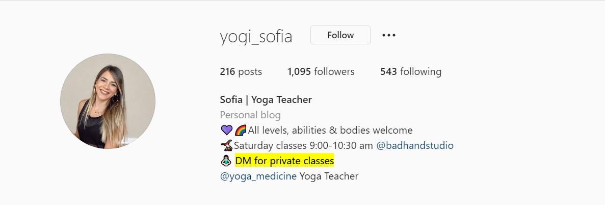 yoga teacher biography sample