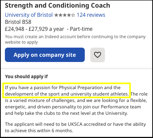 Strength and conditioning coach job requirements