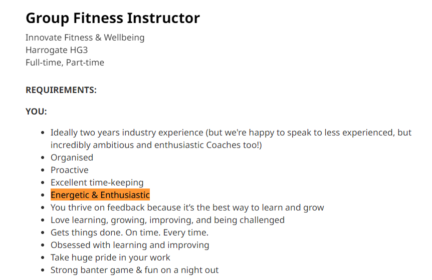 Fitness Instructor job description