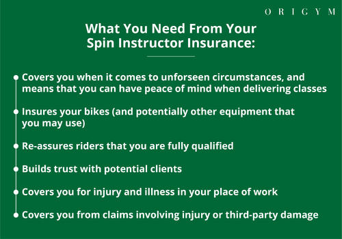 Spin instruktor i indoor cycling insurance