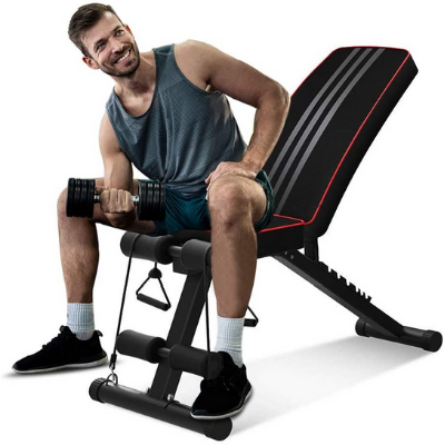 Fitness Workout Bench Weight Lifting Sit-up Multi-use Exercise Bench Flat Incline Decline Bench Press for Home Gym Training Delfy Adjustable Weight Bench Foldable