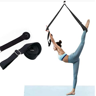Black 3 Metre Yoga Belt Leg Stretcher for Pilates Dance Gymnastics Ballet Gymnastics Training Fitness Yoga Strap Stretch Bands with Adjustable Buckle 