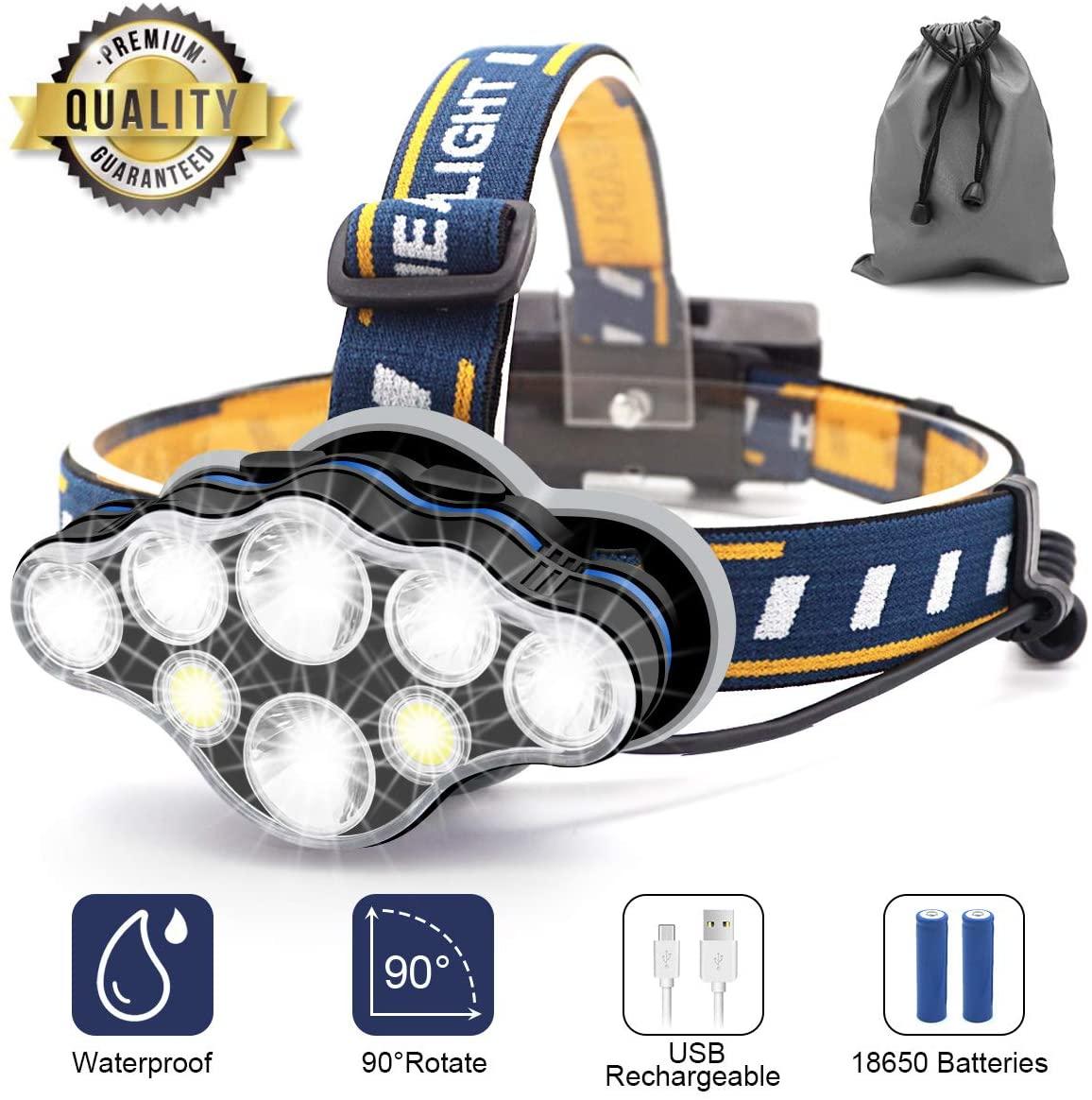 Outdoor Head Torch For Fishing Running Mechanics Very Bright 12 LED 3 Modes Gift