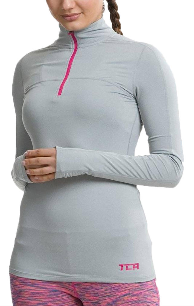 Womens TCA Fusion Quick Dry Long Sleeve Half Zip Running Top Gym Workout Jogging 