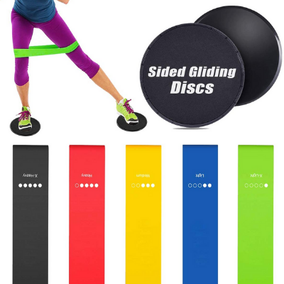 Amonax Core Sliders, Double Sided Gliding Discs with Straps. Ab