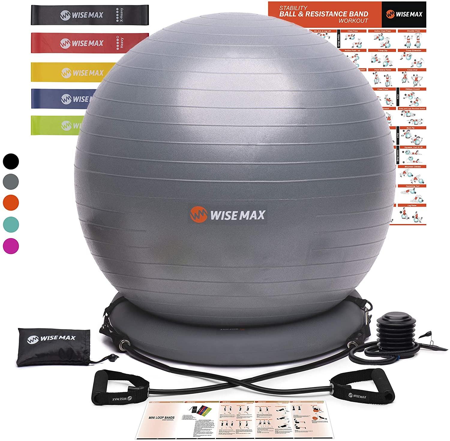 Sport Shiny Pro Balance Ball Chair Exercise Stability Yoga Ball with Slipcover 